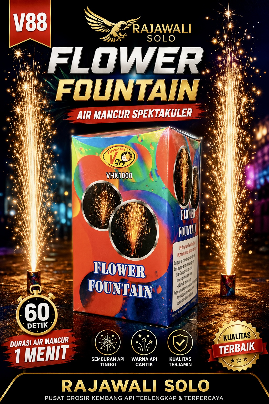 AIR MANCUR FLOWER FOUNTAIN VHK 1000 MERK V88 DURASI 1 MENIT