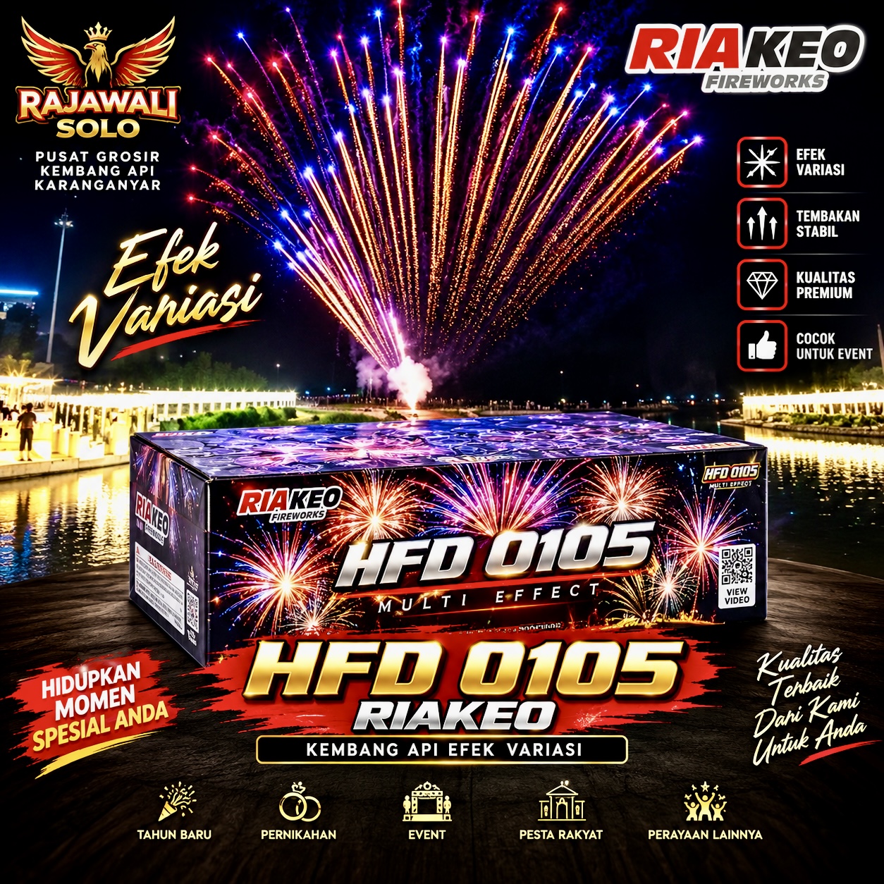 HFD 0105 KEMBANG API VARIASI RIAKEO FIREWORKS UNTUK PESTA 