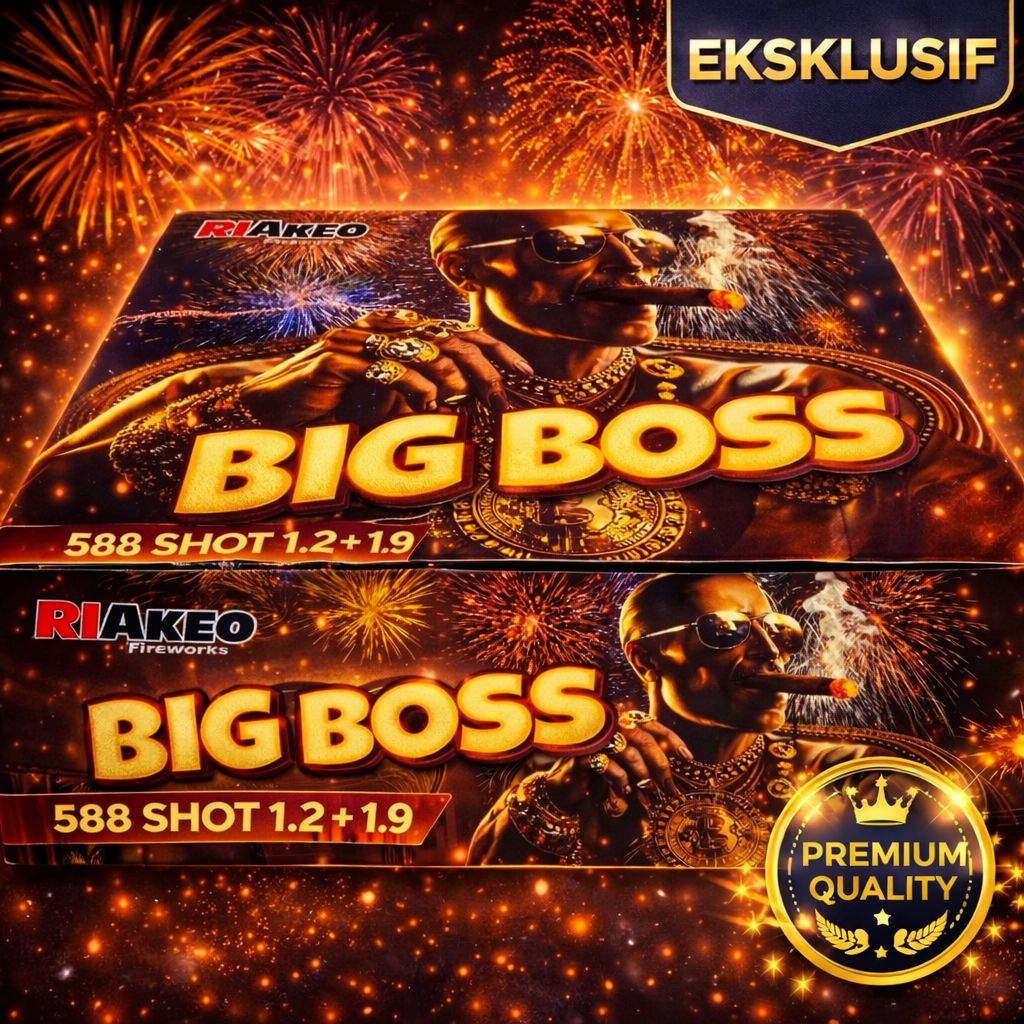Kembang Api Cake Riakeo Compound BIG BOSS Cake 588 Shots 1.9 + 1.2 + 1.0 + 0.8 inch Fireworks