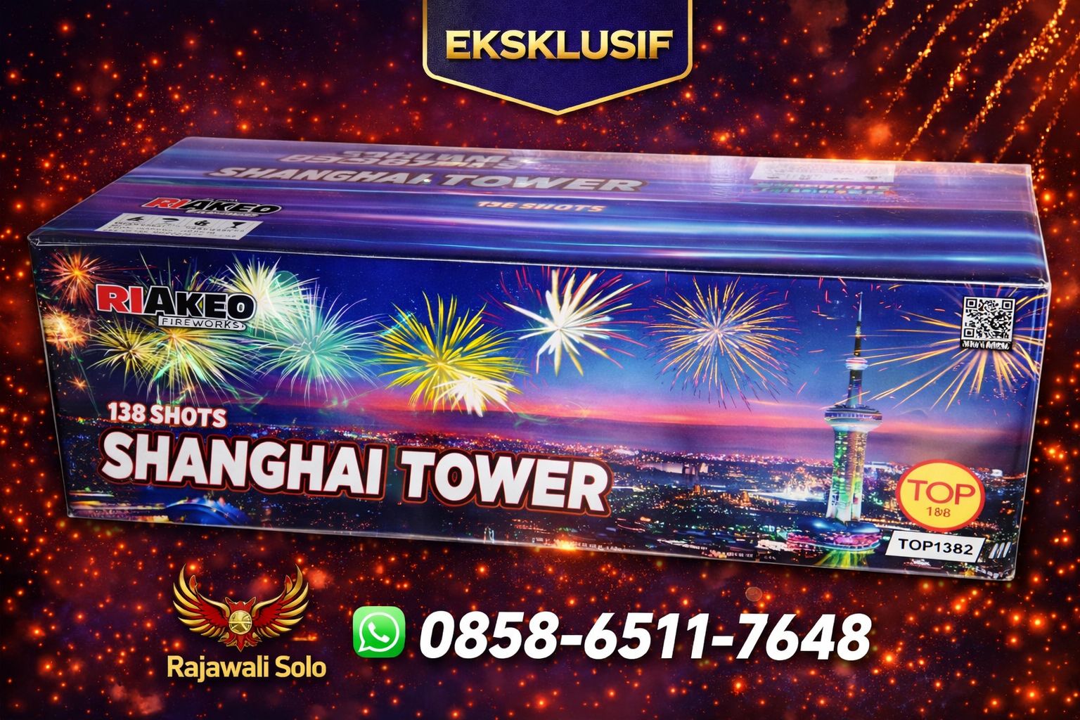 Kembang Api Indonesia TOP1382 Shanghai Tower 138 Shots 1.2 Inci Cake Fireworks Indonesia
