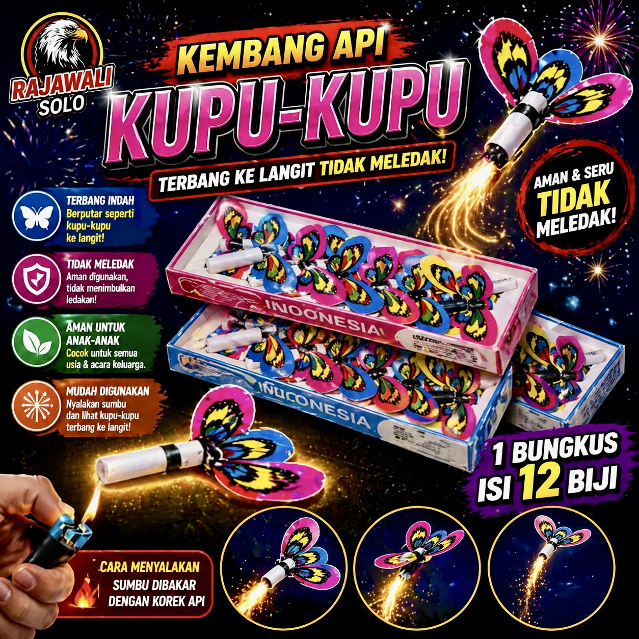 KEMBANG API KUPU TERBANG - 1 BUNGKUS ISI 12 PCS