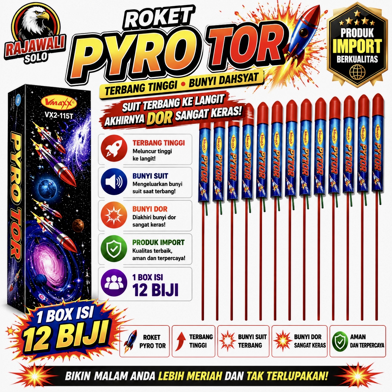 KEMBANG API PYRO TOR - 1 BOX ISI 12 PCS 