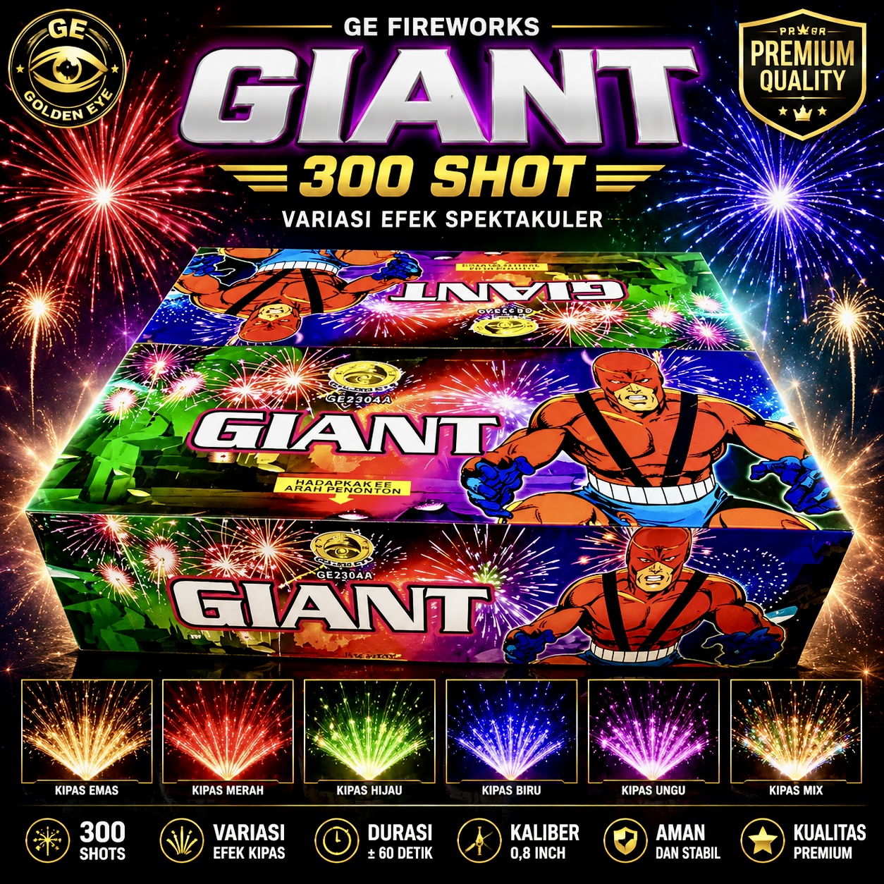 KEMBANG API VARIASI 300 SHOT GIANT MERK GE