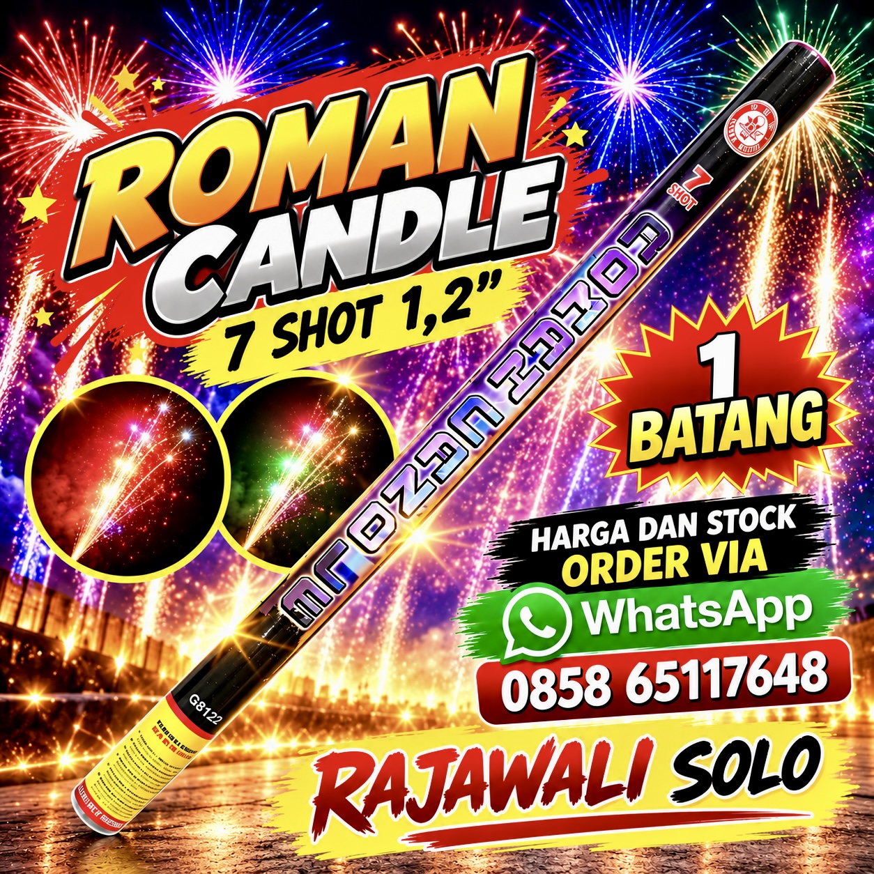 Roman Candle 8 Shot 1,2 Inch