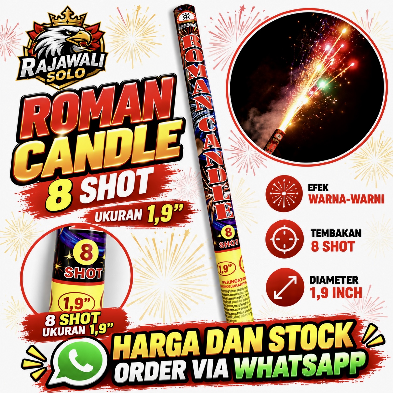 Roman Candle 8 Shot 1,9 Inch / 1 BATANG