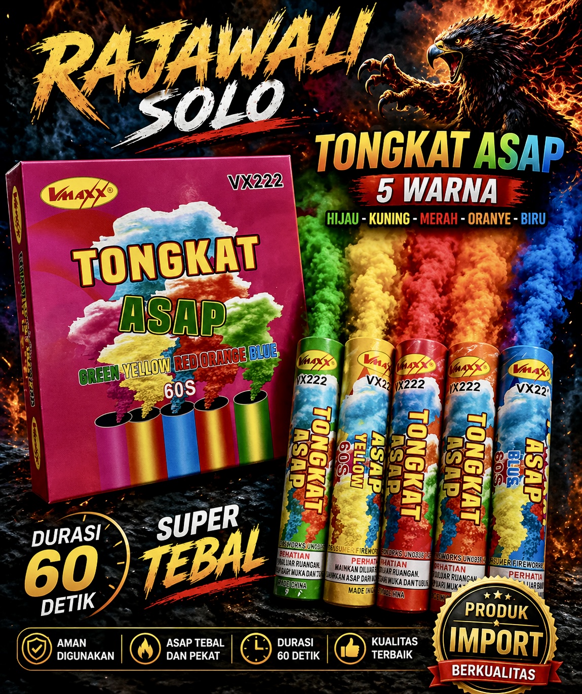 Tongkat Asap Vmaxx - 1 pack isi 5 biji kemasan box 60 detik
